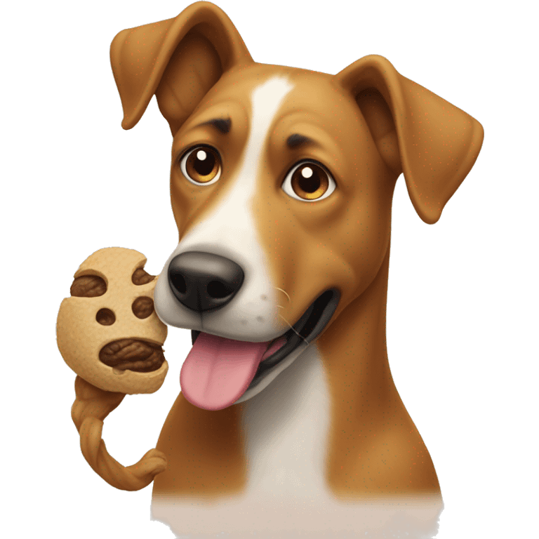 un perro con una caca en la cabeza emoji