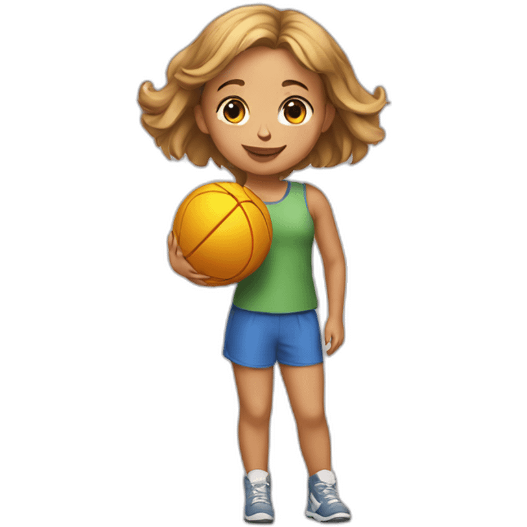 a young girl with a ball in full growth emoji