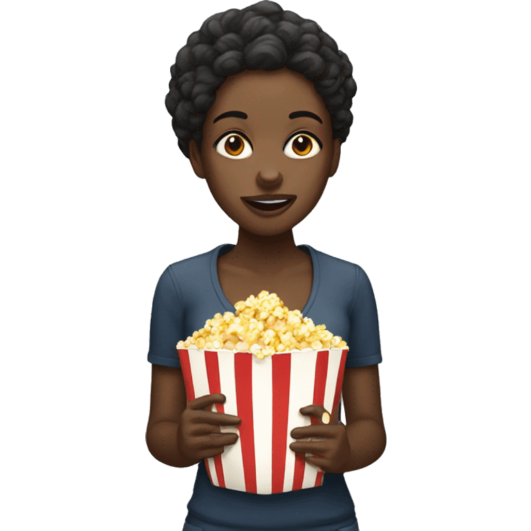 Black girl eating popcorn emoji