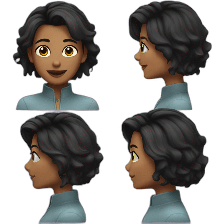 Woman bob dark haircut using magic stones emoji