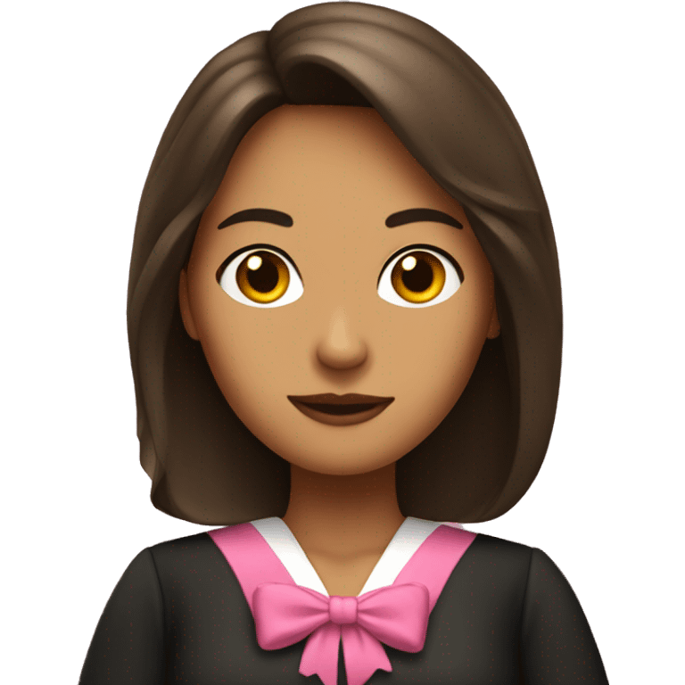 tan judge woman with pink bow in her dark brown hair  emoji