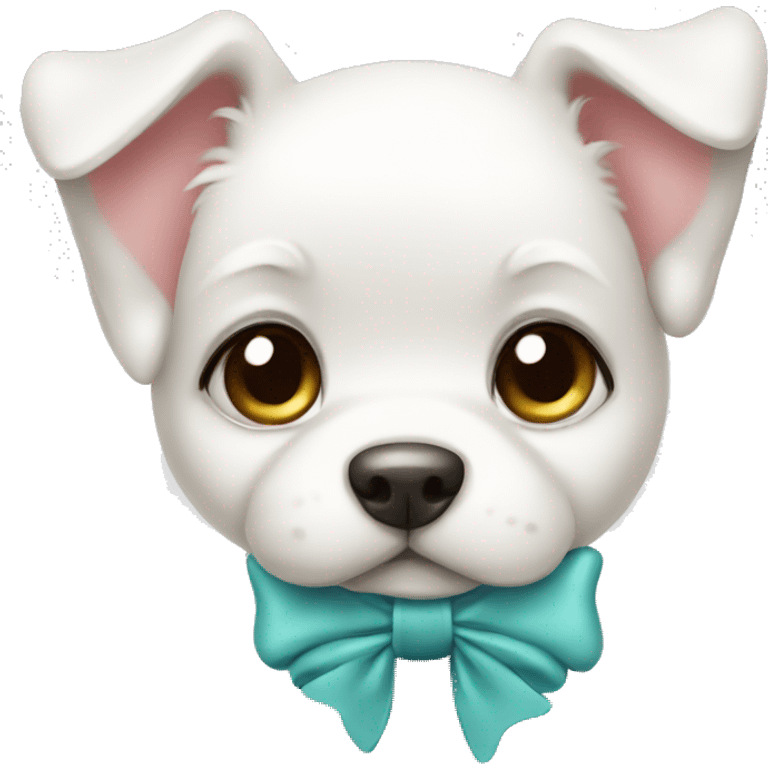 Cute white puppy with bow emoji