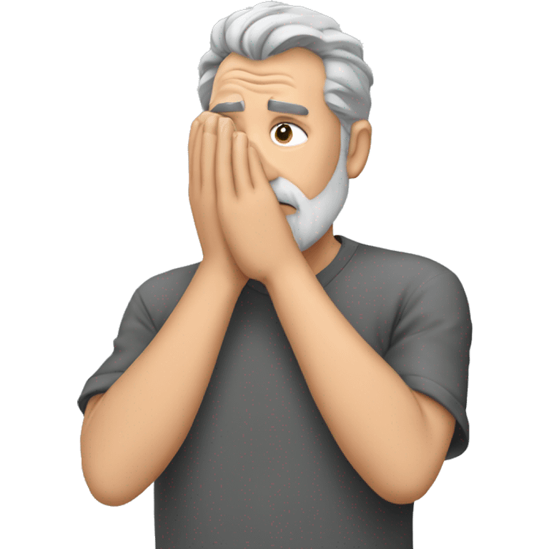 Face palm middle aged man grey hair grey beard emoji