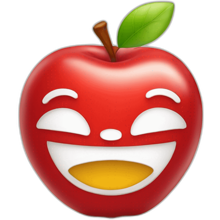 cute red smiling happy 2D lineart apple that looks like a kitten head emoji