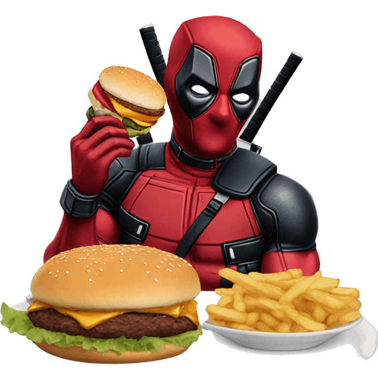 Deadpool eating burger emoji