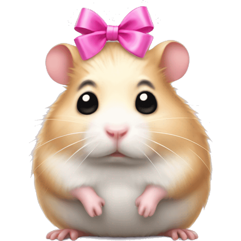 Depressed hamster with one tear and a pink bow on head  emoji