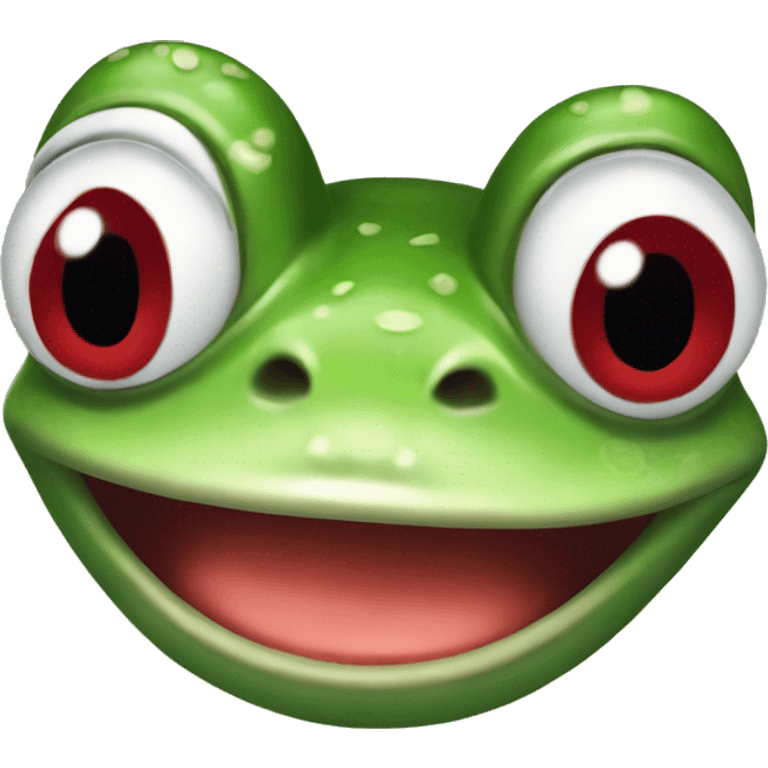 the funny meme frog that smiles with red lips emoji