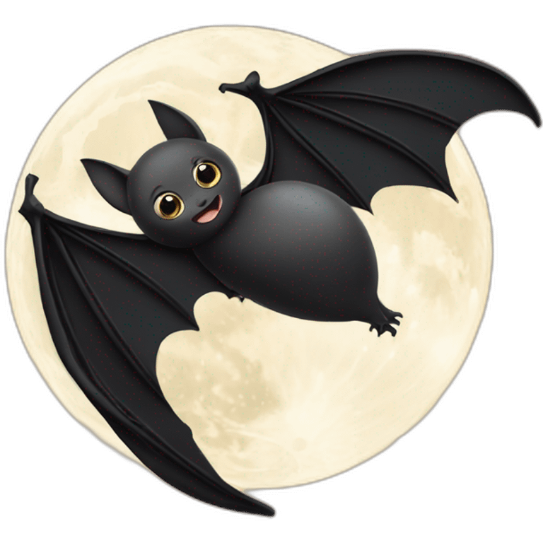 black baby bat wings in front of moon emoji