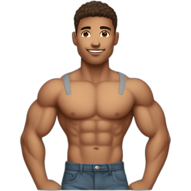 young guy muscular with tank top emoji