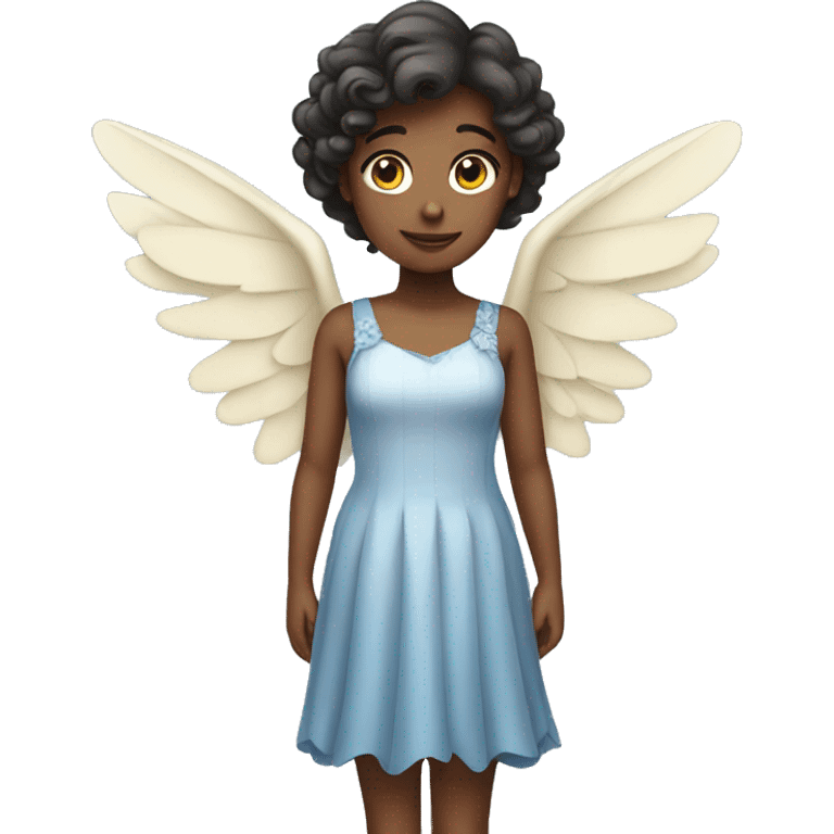 Girl wearing a pretty dress with wings emoji