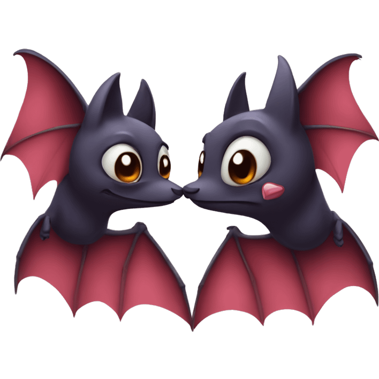 Two realistic bats in love emoji