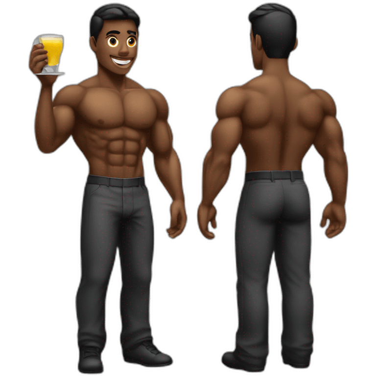 Bodybuilder waiter black emoji