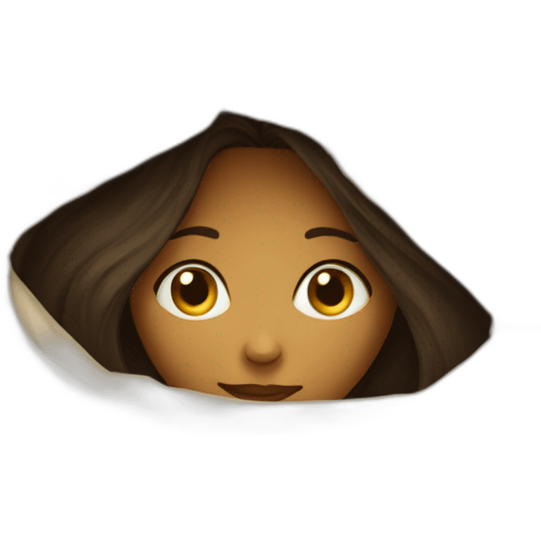 A girl hiding under a cover emoji