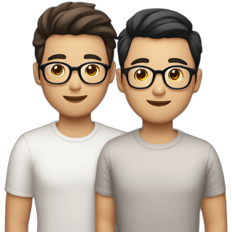 A Sichuanese gay couple with glasses and medium hair e boy emoji