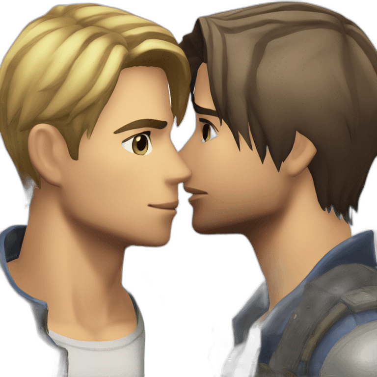 carlos Oliveira and Leon S Kennedy kissing emoji