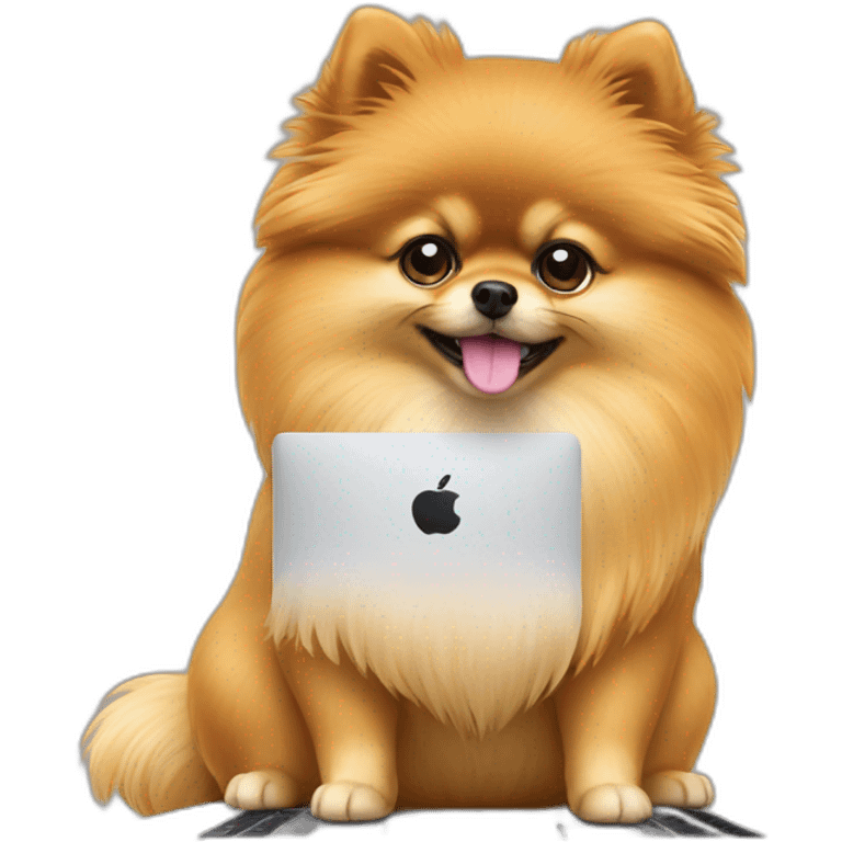 Pomeranian working laptop emoji