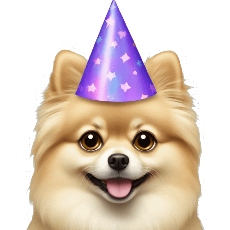 Creme pomeranian With party hat  emoji