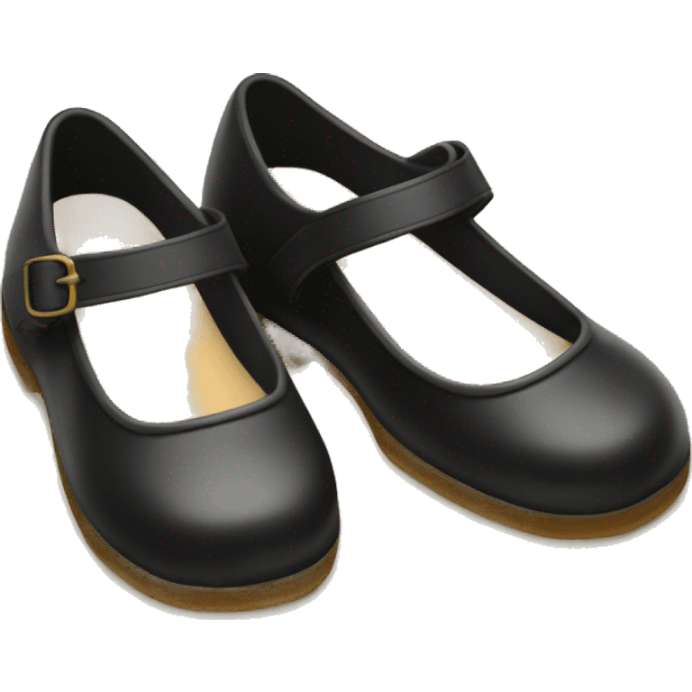 Pair of Black Mary Jane’s flat schoolgirl shoes emoji