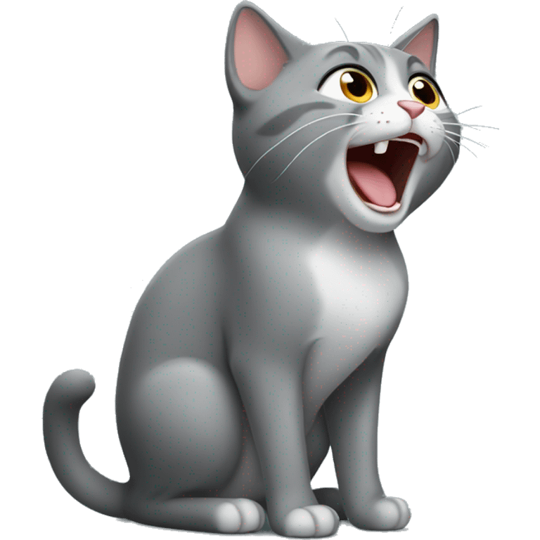 Small gray cat singing emoji