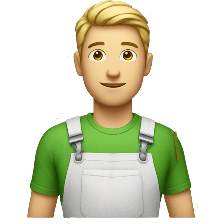 white gardener with green clothes holds small rose emoji