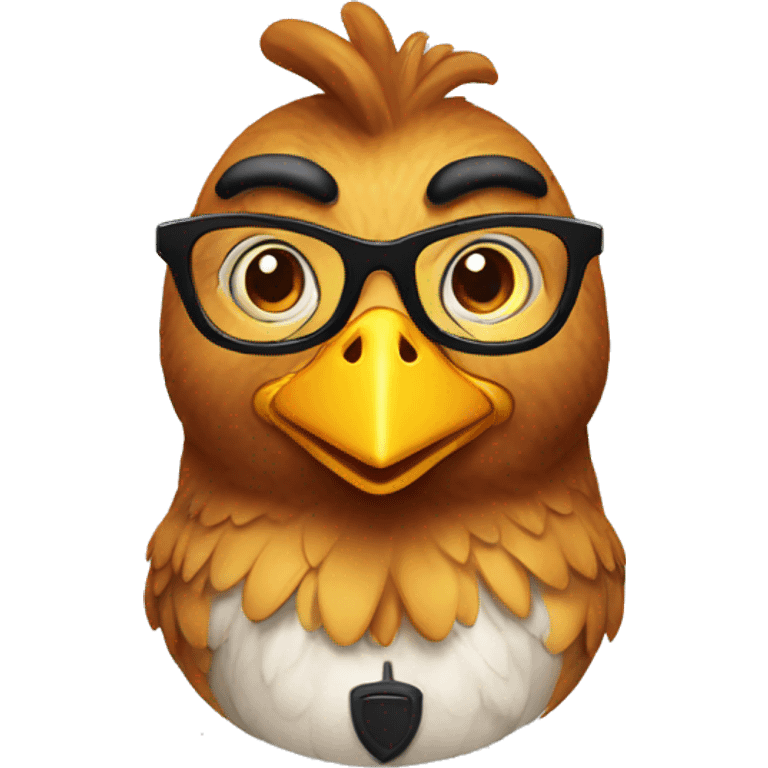 Une poule nerd emoji