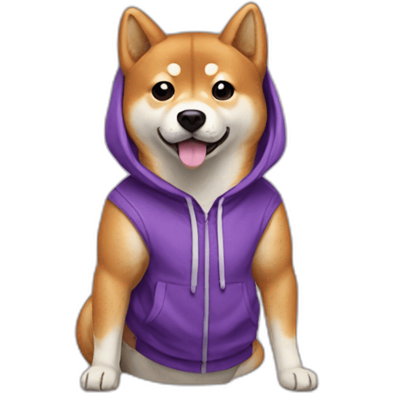 shiba inu with purple hoodie emoji