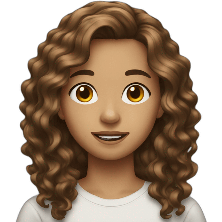 teenager brown wavy hair emoji