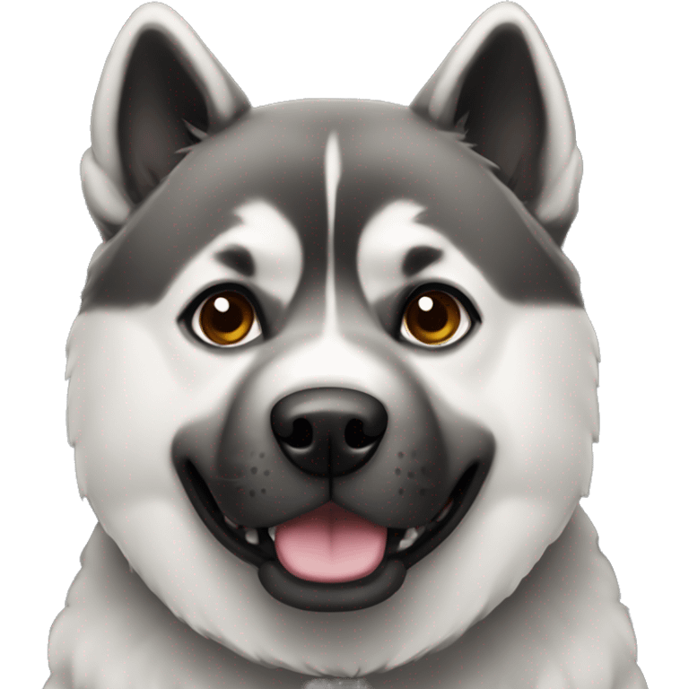 Black and gray American Akita dog emoji