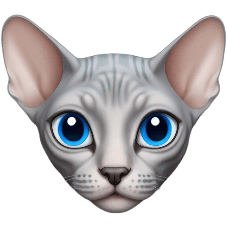 grey sphynx cat with blue eyes emoji