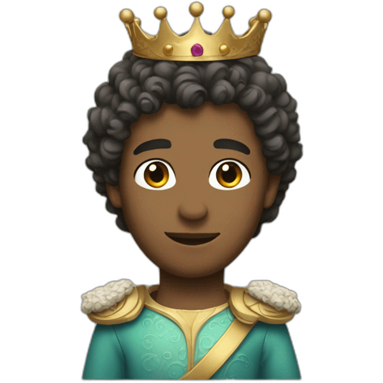 A prince with curly hair and Crown on a head emoji