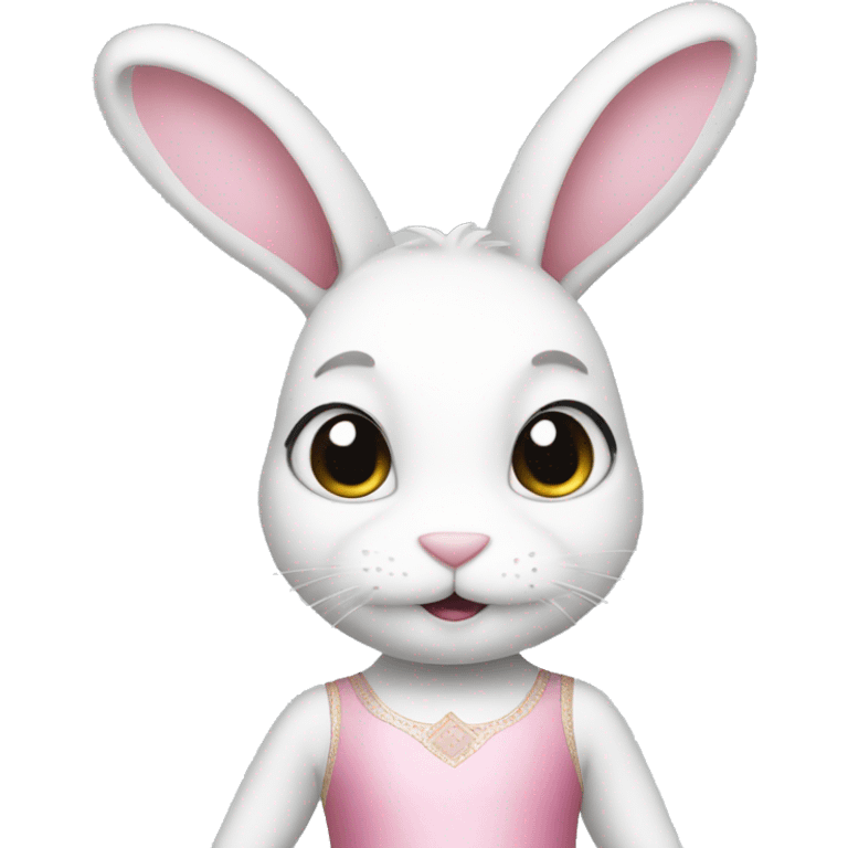 white rabbit wearing pink ballet outfit emoji