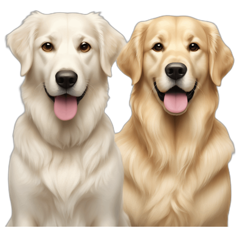 one very white retriever and one very golden retriever side by side emoji