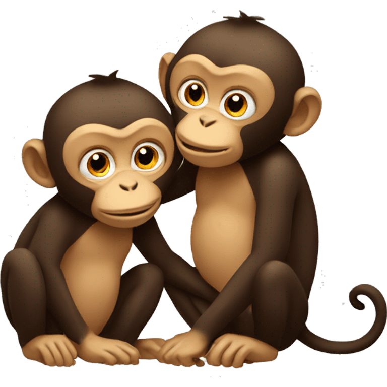 Two monkeys kissing emoji