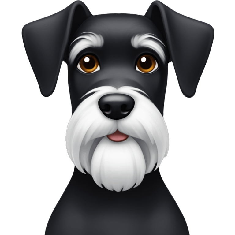 A black Schnauzer with a white beard, eyebrows and breast emoji