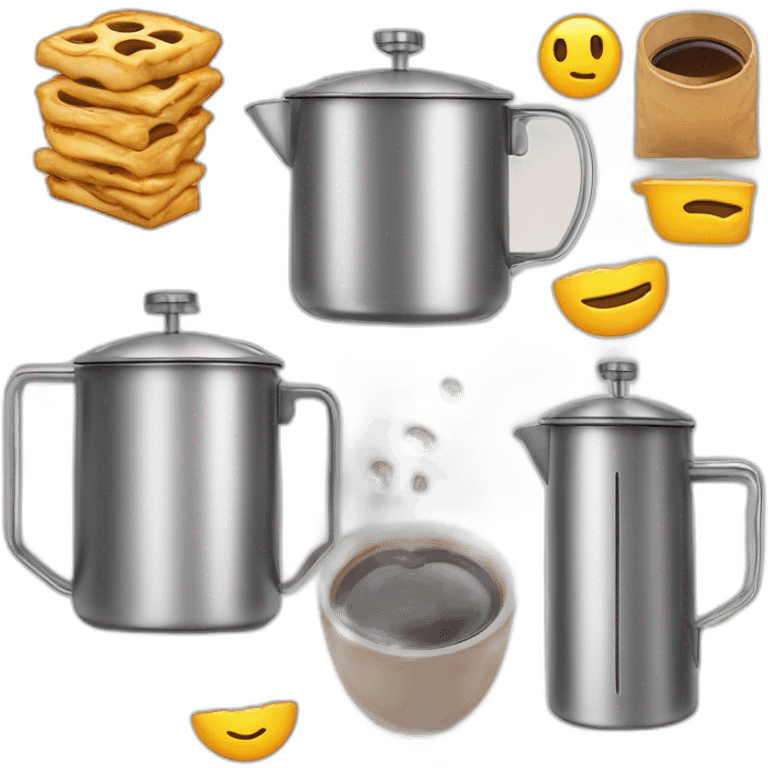 cafetière avec des yeux emoji