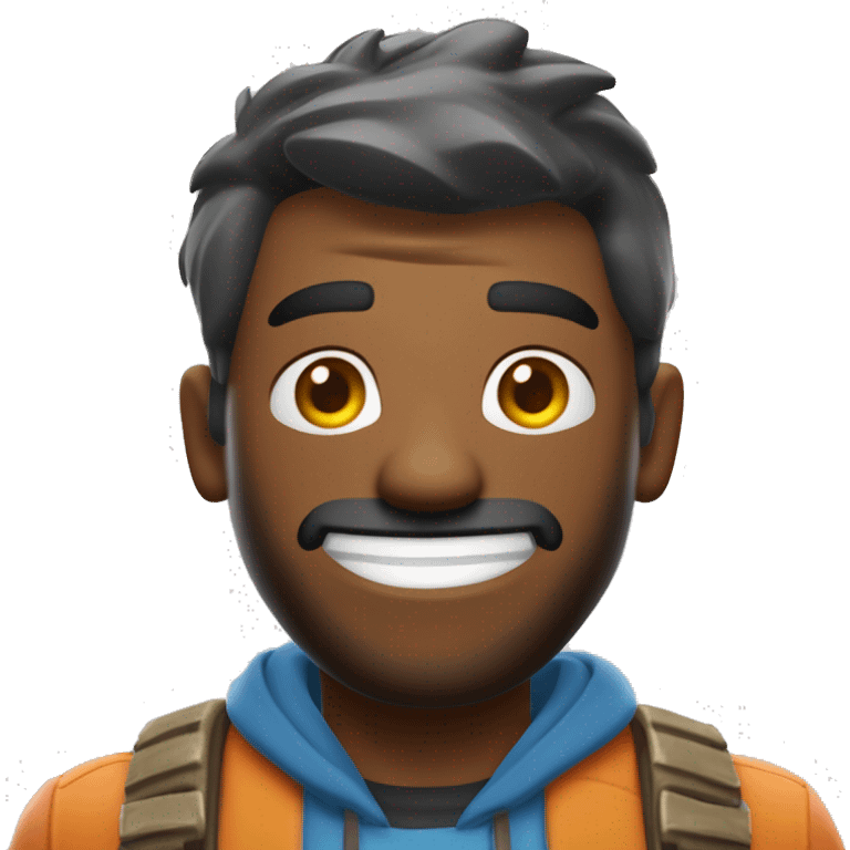 "Crée un émoji inspiré de l'univers de Fortnite. L'émoji doit représenter un personnage de jeu avec un style cartoon coloré, portant un costume emblématique et un sourire enthousiaste. Il doit avoir des éléments caractéristiques de Fortnite emoji