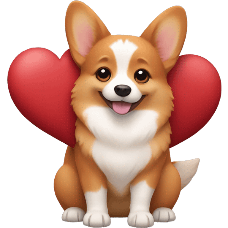 red corgi holding a brown heart in its paws emoji