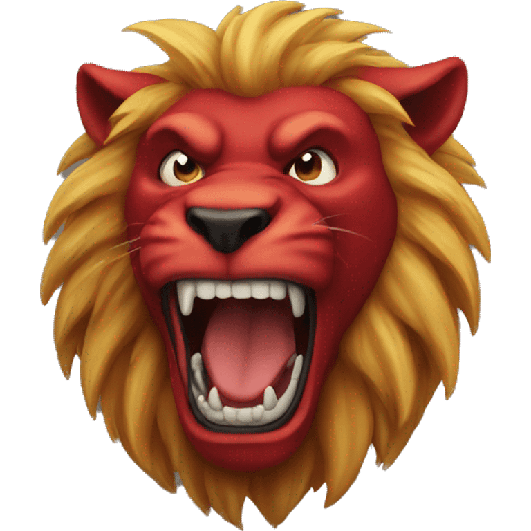 head of an evil red lion yelling emoji