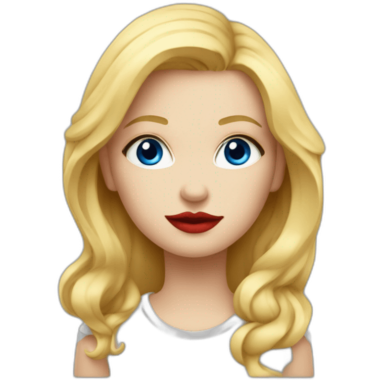 fille blonde aux yeux bleus avec du rouge à lèvres emoji