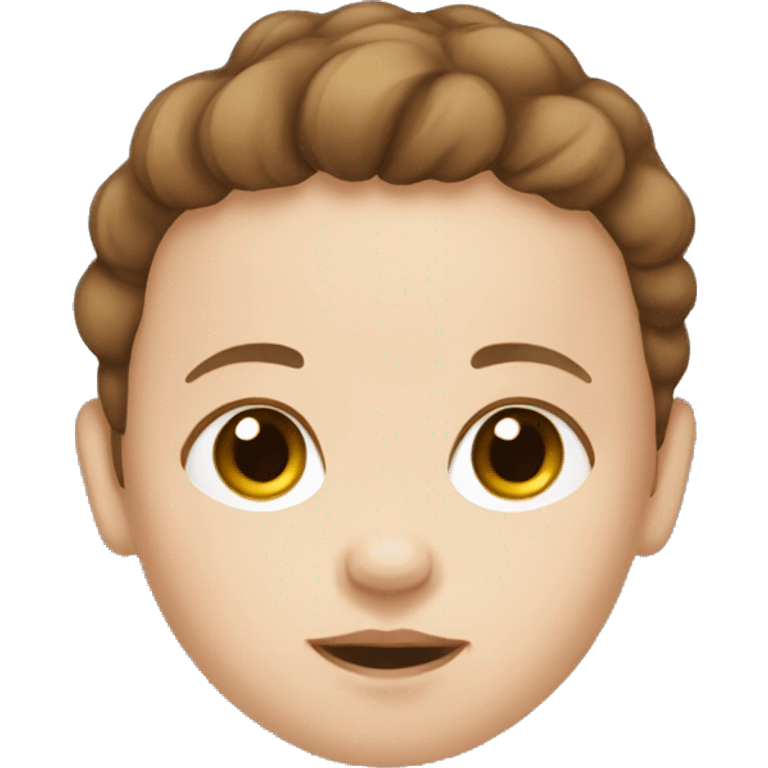 A newborn with brown hair and white skin emoji