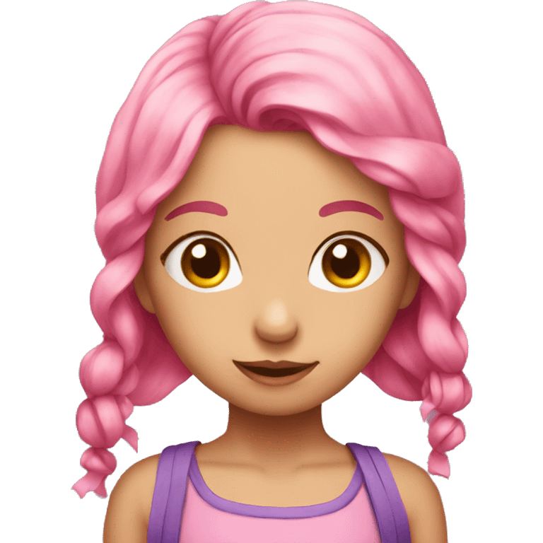 Pink hair girl with ribbon emoji