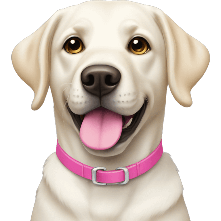 a white labrador retriever with a pink collar emoji