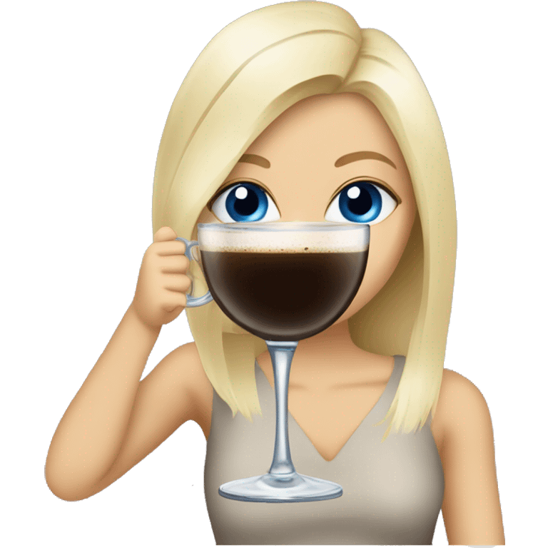 blonde hair blue eye girl drinking espresso martini  emoji