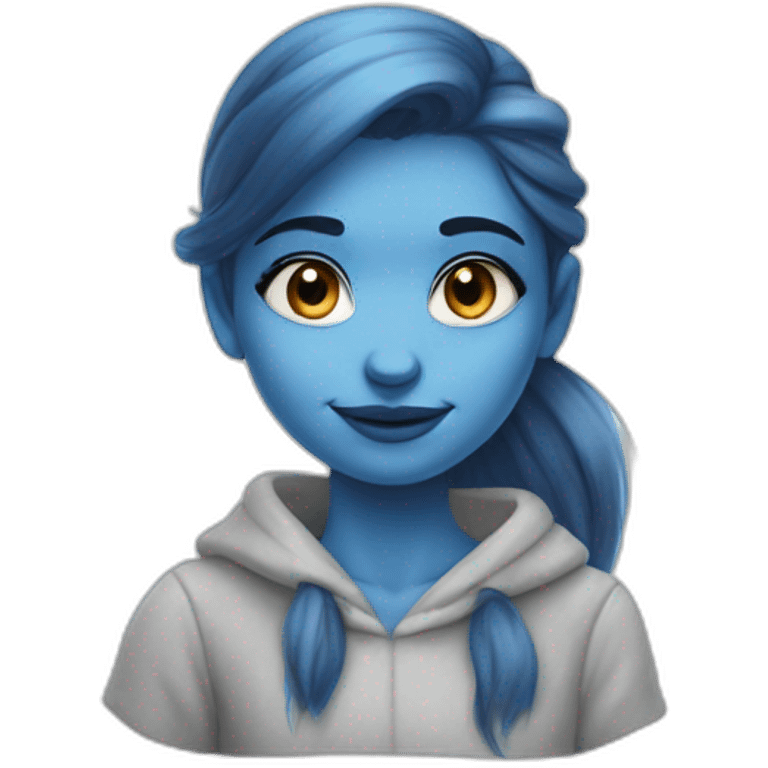 girl with blue skin loke smurf emoji