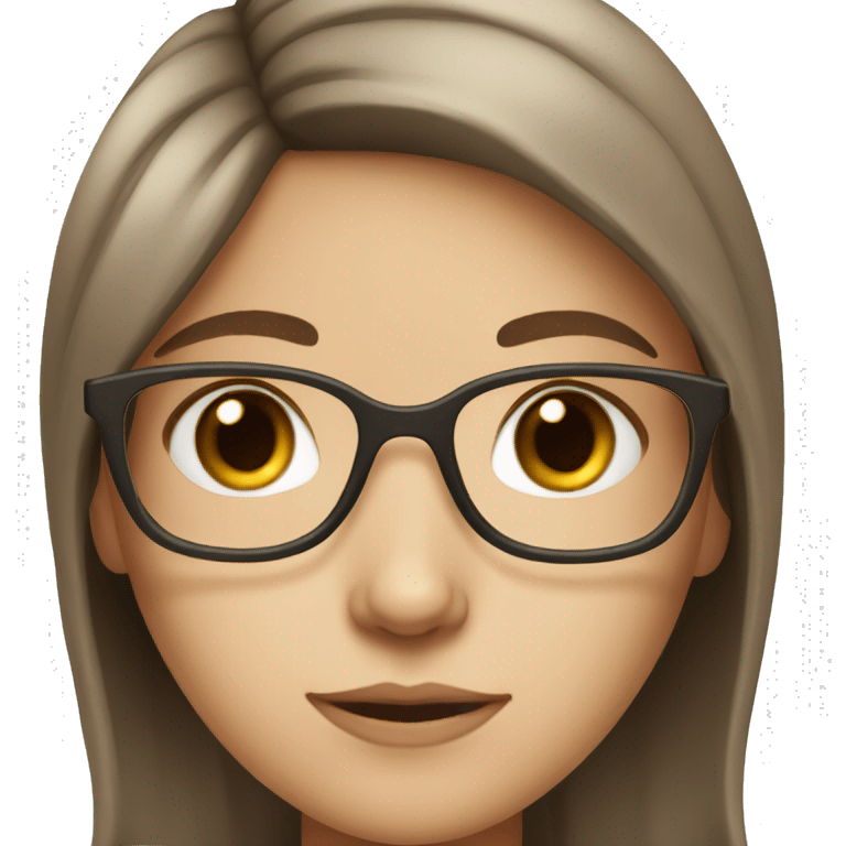 Girl white skin brown hair brown eyes with glasses emoji