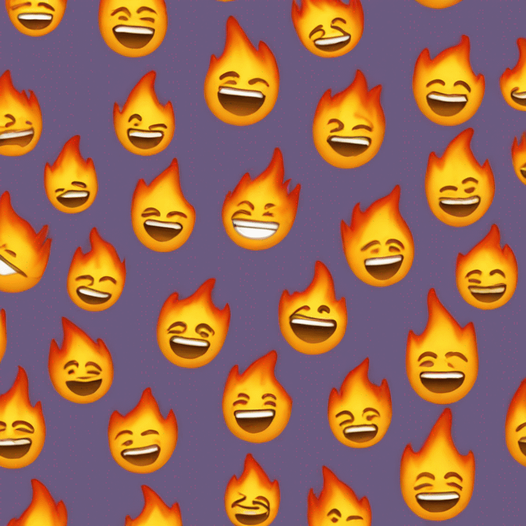 Smile emoji with fire on top emoji