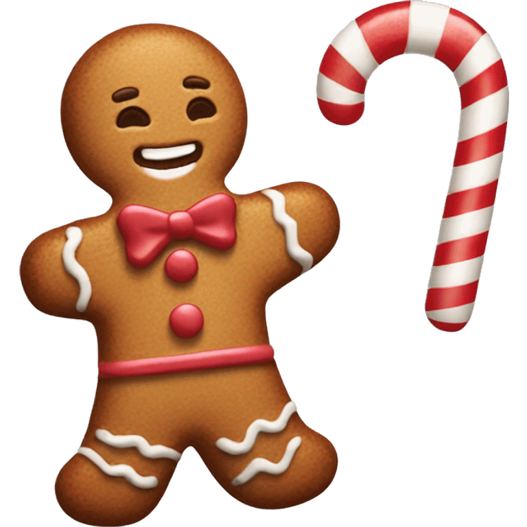 Gingerbread man with a candy cane  emoji