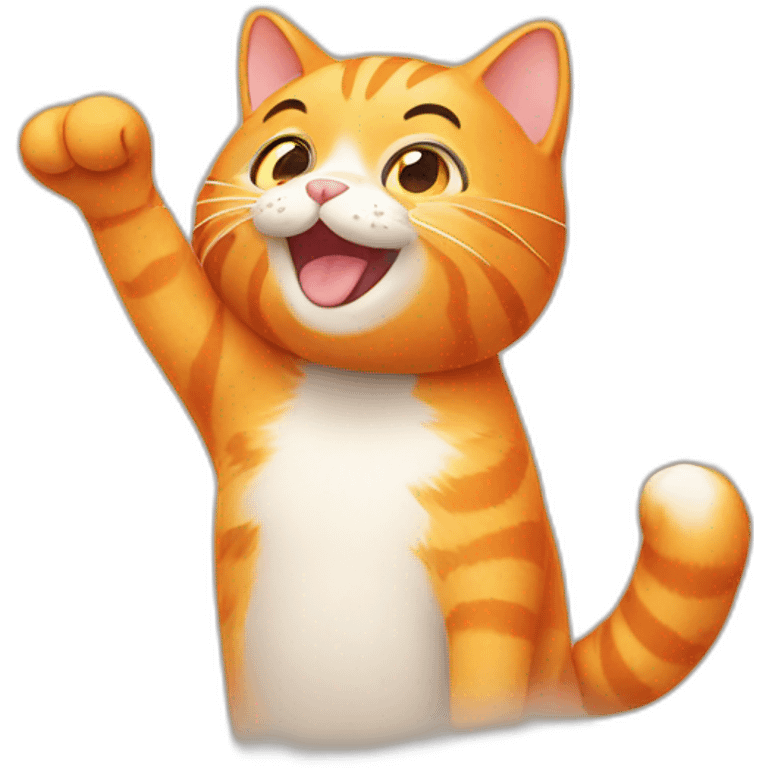 orange cat waving hello emoji