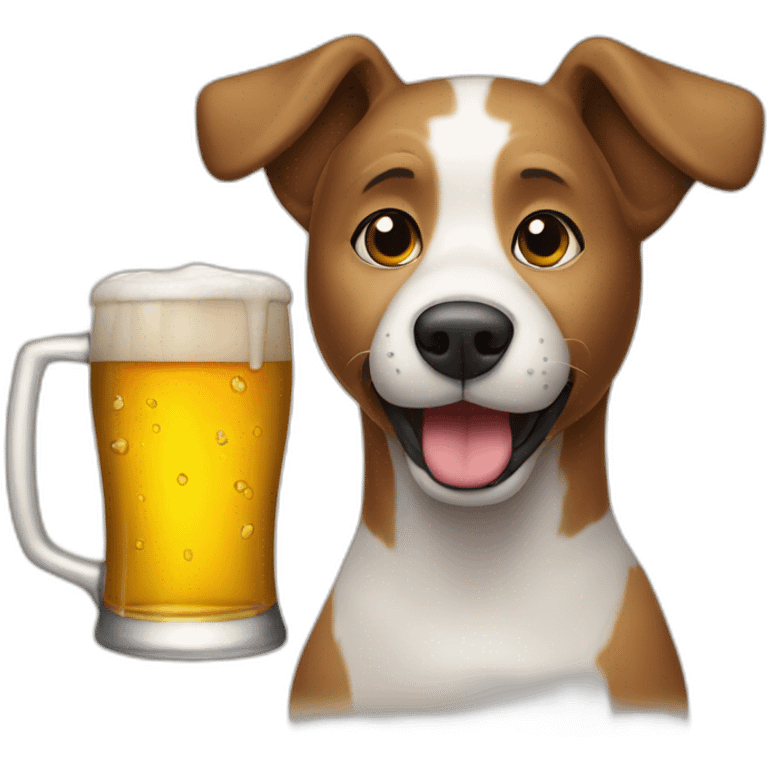 Dog drinks beer emoji