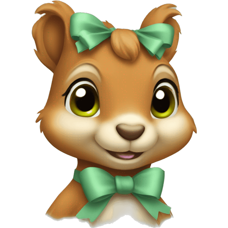 Cute squirrel with sage green bow emoji